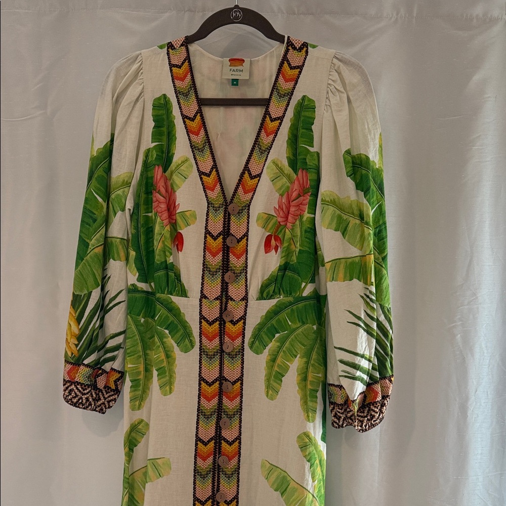 FARM Rio Green and Pink Tropical Dress